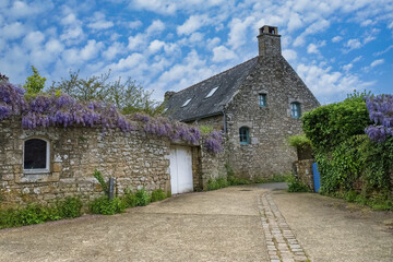 Brittany, Ile aux Moines island typical houses .