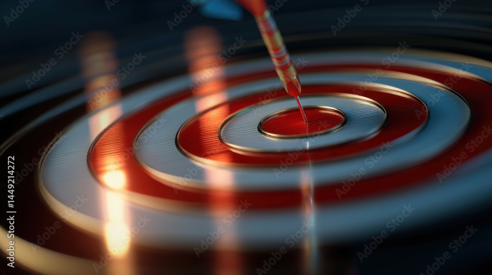 Aufkleber goal setting concept a dart hitting the center of a colorful target with rippling effects in water.