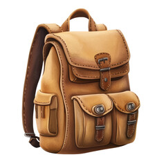 Classic Leather Backpack for Adventurers on a white background.