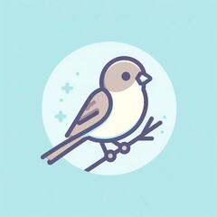 Sparrow icon with pastel blue background