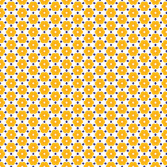 Orange Blue Floral Pattern Seamless Texture Background Repeat Design Elegant White style decor print