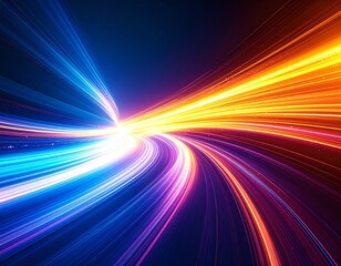 exploding abstract waves of color with artistic glowing trails and luminous particles