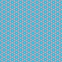 Seamless Teal Blue Hexagon Geometric Pattern Background Star Design Repeat Texture Art White Lines  