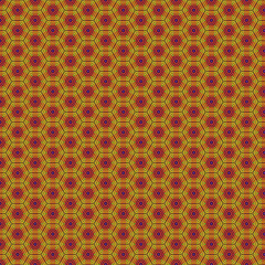 Abstract Hexagon Geometric Pattern Seamless Design Vibrant Yellow Orange Red Art Print Modern Trendy