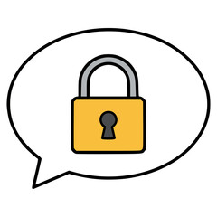 bubble speech lock private secure flat color vector illustration template design