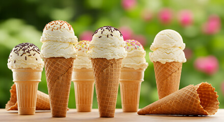 Vanilla Ice Cream Cones Summer Treat