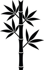 bamboo stalk silhouette vector on white background 