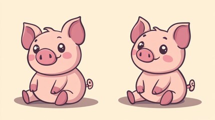 Obraz premium Cute cartoon pigs sitting