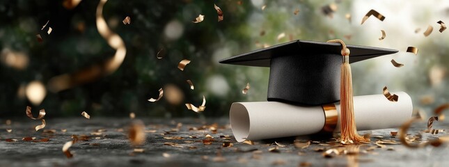 Graduation cap - academic achievement, scholar milestone, ceremonial tassel, educational success, diploma symbol, scholarly honor, graduate recognition, learning accomplishment, knowledge celebration.