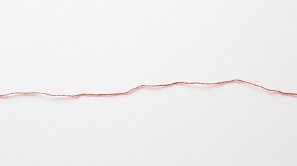Straight, uneven, light pink thread on white background