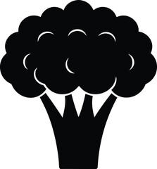 broccoli crown silhouette vector on white 