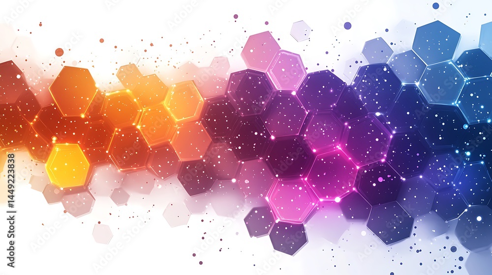 Poster abstract gradient hexagon composition with particles