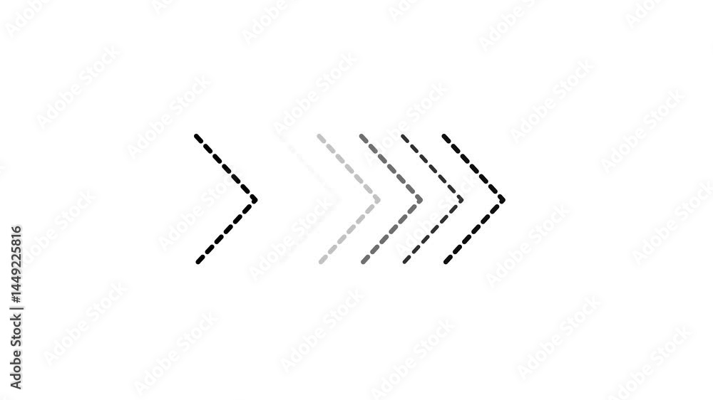 Poster arrow icon animation on black background. point moving arrow motion animation