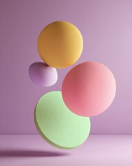 Floating Soft Organic Shapes in Pastel Colors Against a Minimalist Background in 3D Aesthetic
