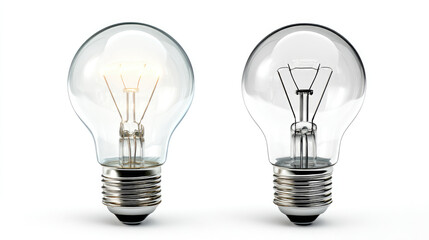 Two incandescent light bulbs, one lit, one unlit