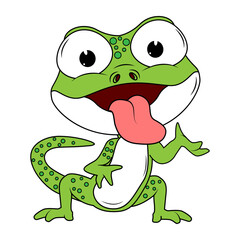 Cute Green Newt Animal Cartoon