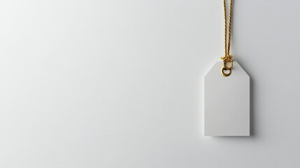Blank price tag hanging on a string