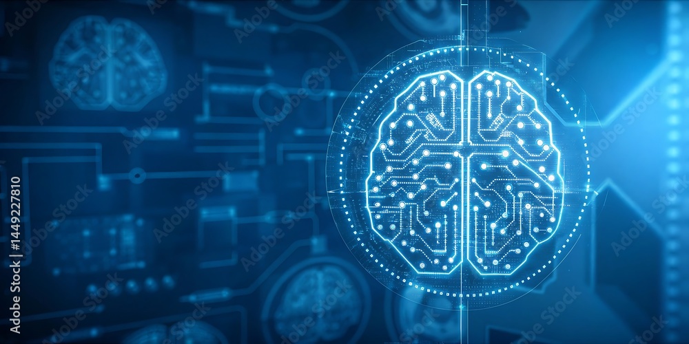 Poster digital brain circuitry abstract technology background