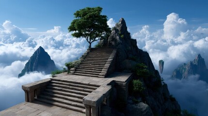 Abandoned Ruins Sitting High in the Mountains ,fantasy World, Fantasy Landscape
