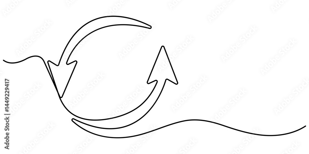 Wall mural arrow in a circle icon line continuous drawing vector. one line arrow in a circle icon vector backgr