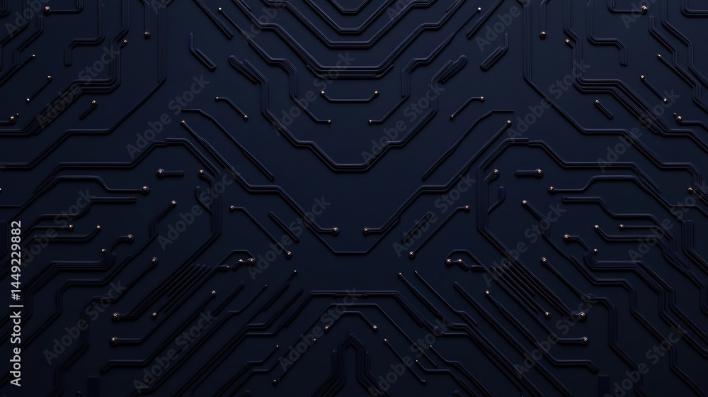 Poster a dark, abstract circuit board pattern featuring intricate lines and connections on a black backgrou