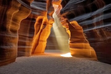 Sunbeams in a sandstone canyon