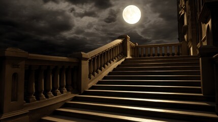 Mystical Stone Stairs Leading into the Night ,fantasy World, Fantasy Landscape