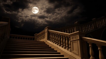 Mystical Stone Stairs Leading into the Night ,fantasy World, Fantasy Landscape