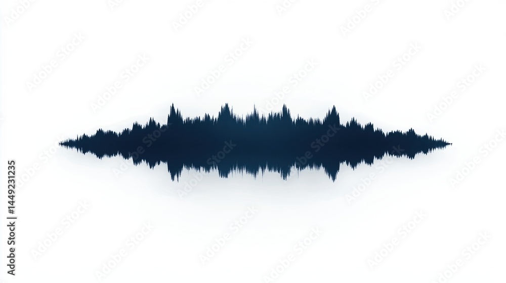 Poster a soundwave waveform centered on a white background, representing audio or voice recording.