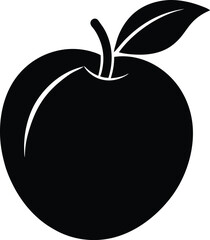 peach fruit silhouette vector icon on white 