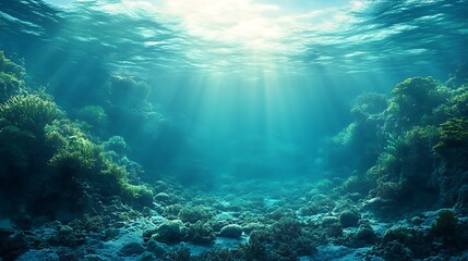 Fototapeta premium Underwater paradise with light and coral