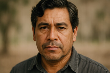 Obraz premium Thoughtful middle aged man with serious expression outdoors