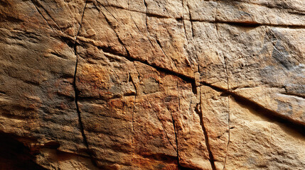 Obraz premium Rough, textured rock face with deep, intersecting cracks