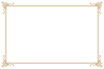 Elements of ornate vintage frames. Border gold on white classic calligraphy swirls, floral motifs. Design print for greeting cards, wedding invitations, restaurant menu, royal certificates. Set 55
