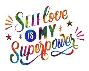 Watercolor lettering dignity sticker Self love is my superpower