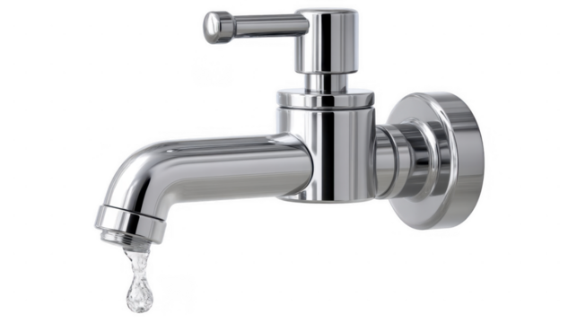 Chrome Faucet with Water Droplet HighResolution  isolated on transparent background
