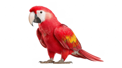 Scarlet Macaw Parrot Stunning Red Bird  isolated on transparent background