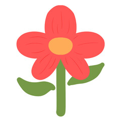 digital illustration of a flower, red flower isolated on white, red dahlia flower