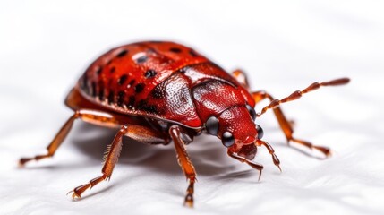Naklejka premium A red and black beetle with a white background