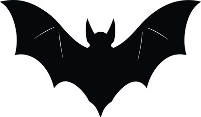 silhouette of a bat with wings spread on white 