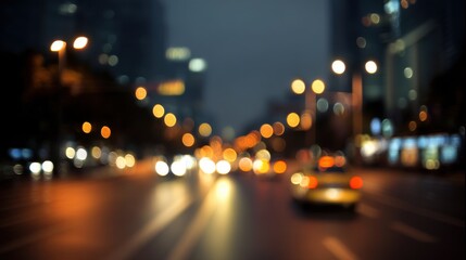 Blurred Cityscape at Night with Bokeh Lights