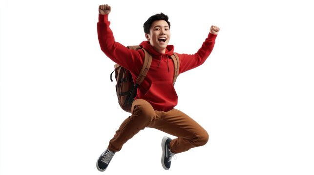 Excited student jumping for joy