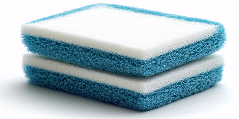 A close-up image showcasing two rectangular cleaning sponges, stacked neatly.