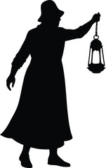silhouette of a person holding a lantern 