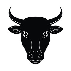 Bull Head Silhouette with Sharp Horns