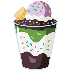 Halo Halo Filipino dessert with ube isolated vector illustration on white background