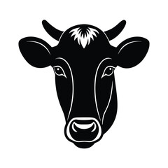 Cow Face Front View Vector Silhouette