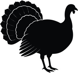 silhouette of a turkey in profile on white 
