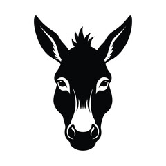 Donkey Head Silhouette with Ears Upright