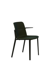 Fototapeta premium Modern dark green fabric chair with black metal frame isolated on white. Cut out transparent background furniture collection. Please see some similar pictures from my portfolio.